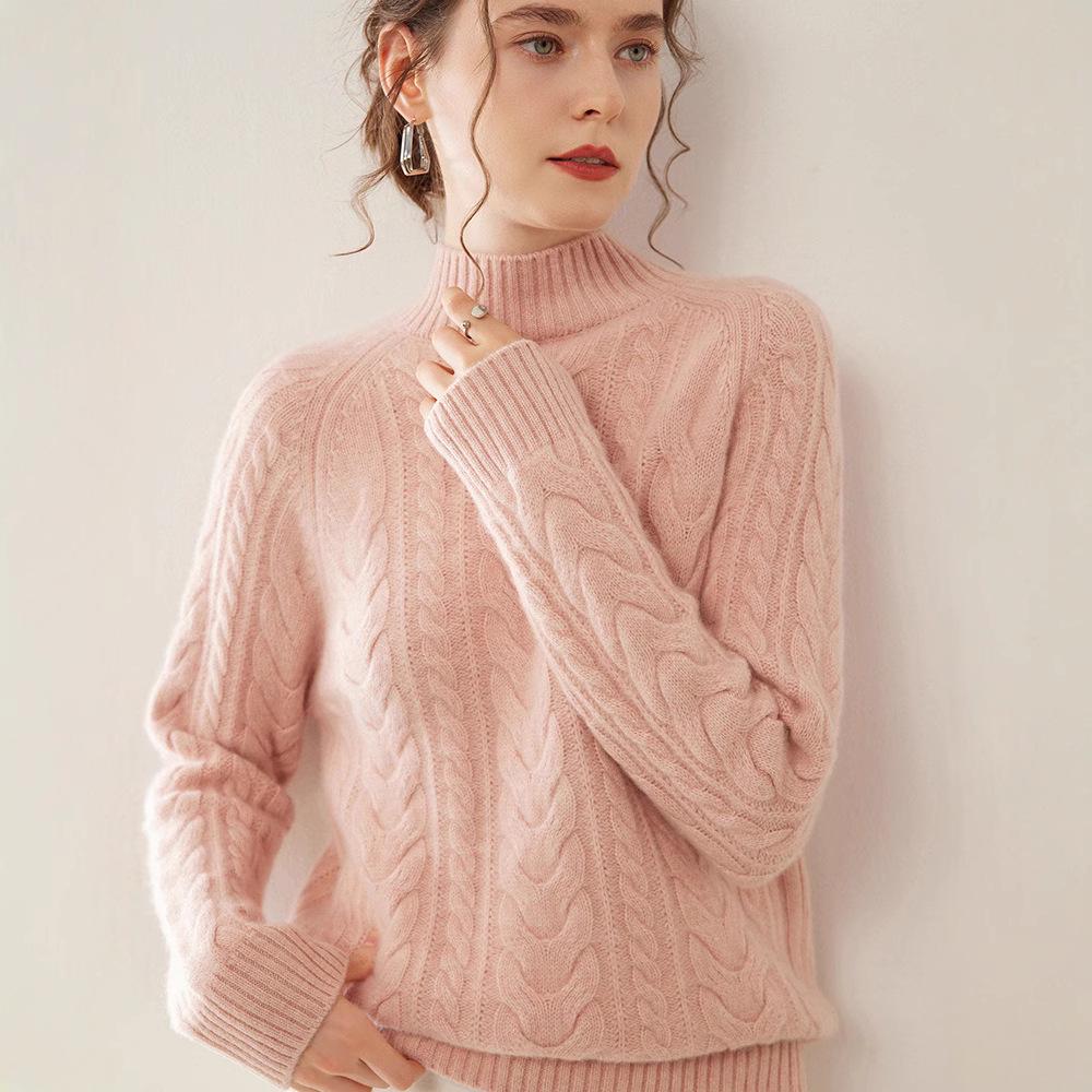 

Autumn/Winter Women s Slim Fit Cable Knit Cashmere Sweater Pullover L for 115-125 lbs