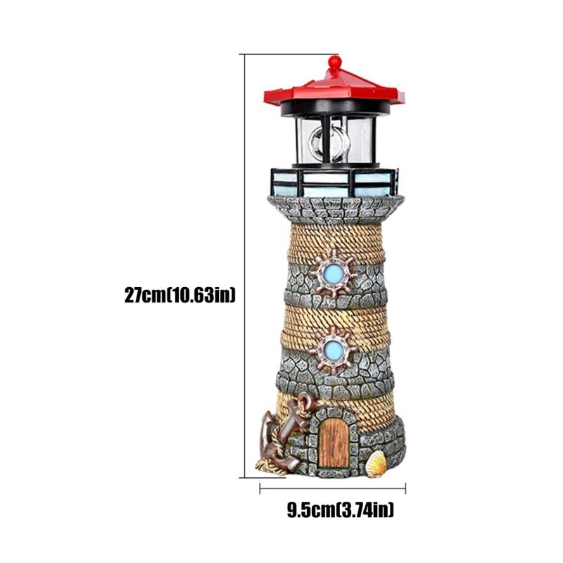 Garden Solar Sea Tower Figure with Ocean Theme Body and Lighted Top for Outdoor Yard Display Piece Space Area, Approx. 10.63 In Tall