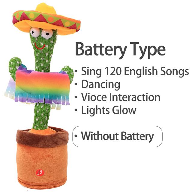 Dancing Cactus Electron Plush Toy Luminous Talking Twisting Cactus Doll Sound Record Repeat Toy Kid Education Toy Christmas Gift