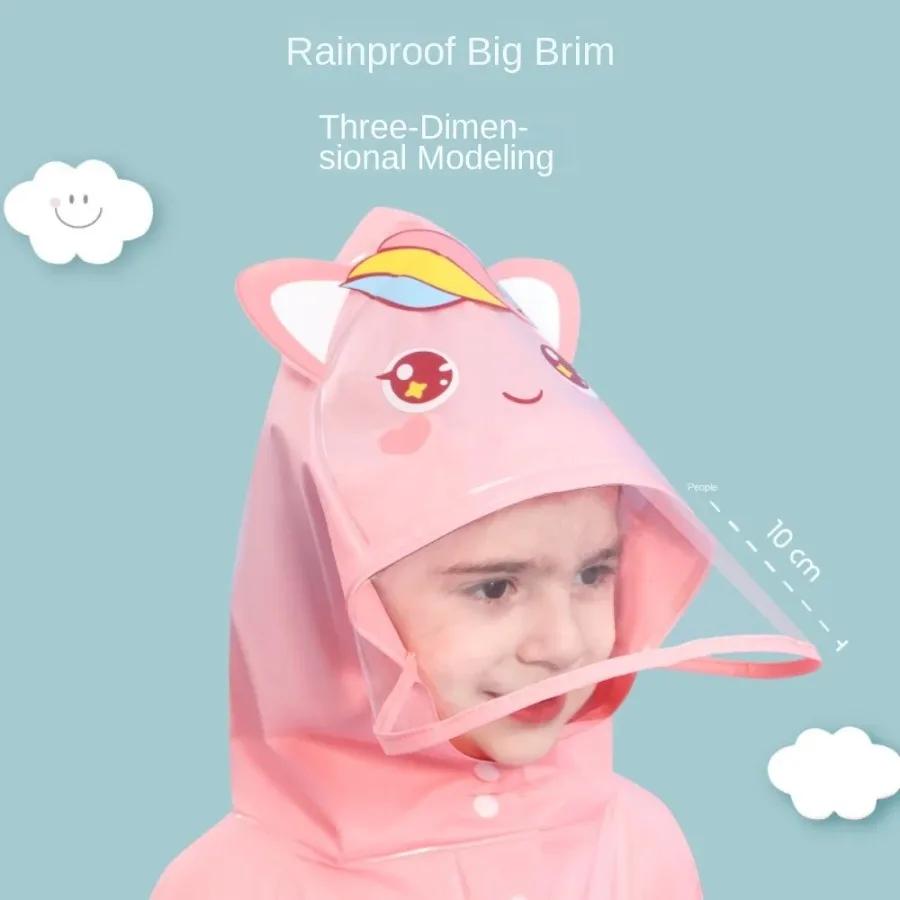 1 Stück Süßer Kinder-Regenmantel - Wasserdichter Kinder-Regenponcho mit Dinosaurier & Einhorn, Jacke mit Rucksackposition