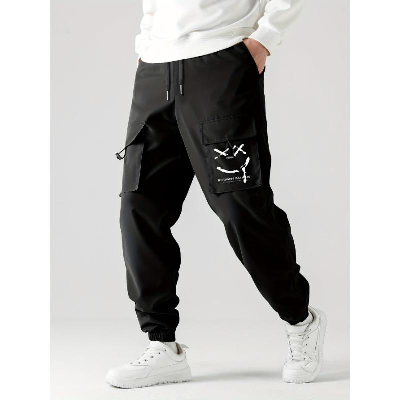 

Men s Lightweight Casual Trousers with Drawstring Waist for Daily Street Wear S чорний