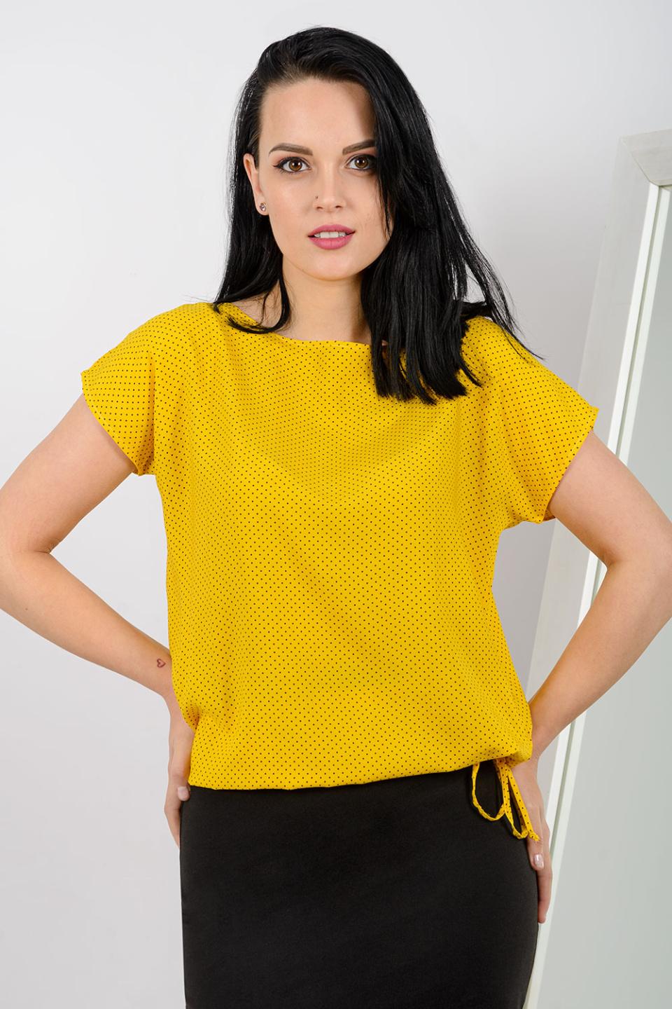 

Блузка дрібний горох зі шнурком Inedit 0098 S жовтий