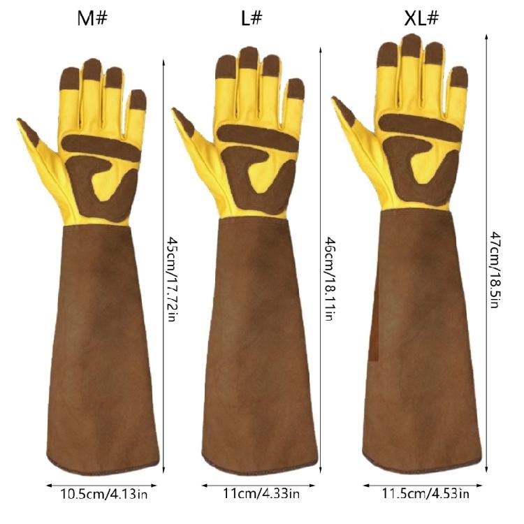 1 Pair Long Gardening Gloves Thorn Proof Rose Pruning Leather Garden Gloves