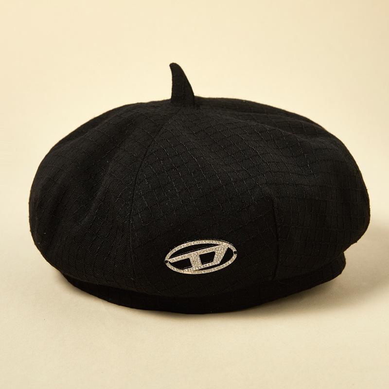 

Korean Version of Autumn and Winter New Hat for Women s Small Fragrance Style High End Diamond Label Beret Ins Painter Hat Trend Average size