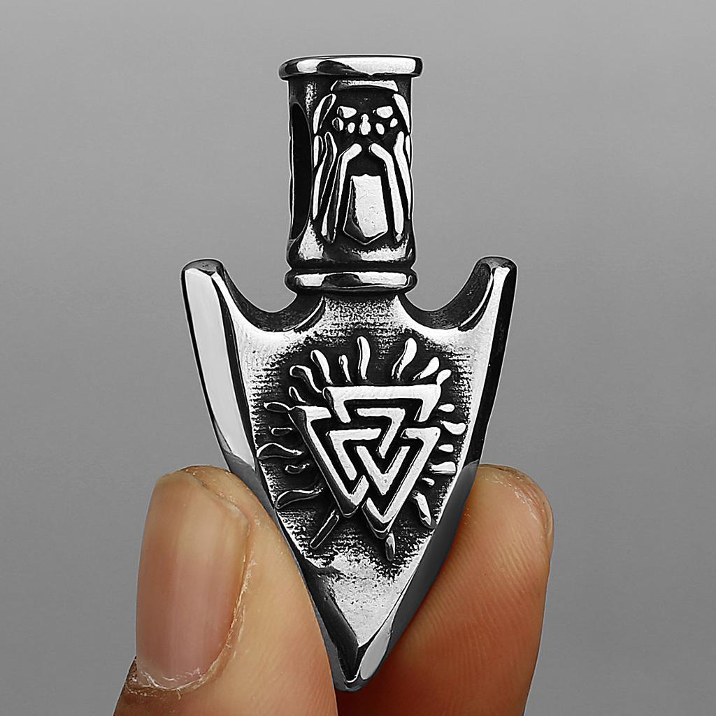 YQ 316L Stainless Steel Nordic Odin Viking Rune Spear Pendant Necklace For Men Punk Jewelry Accessories