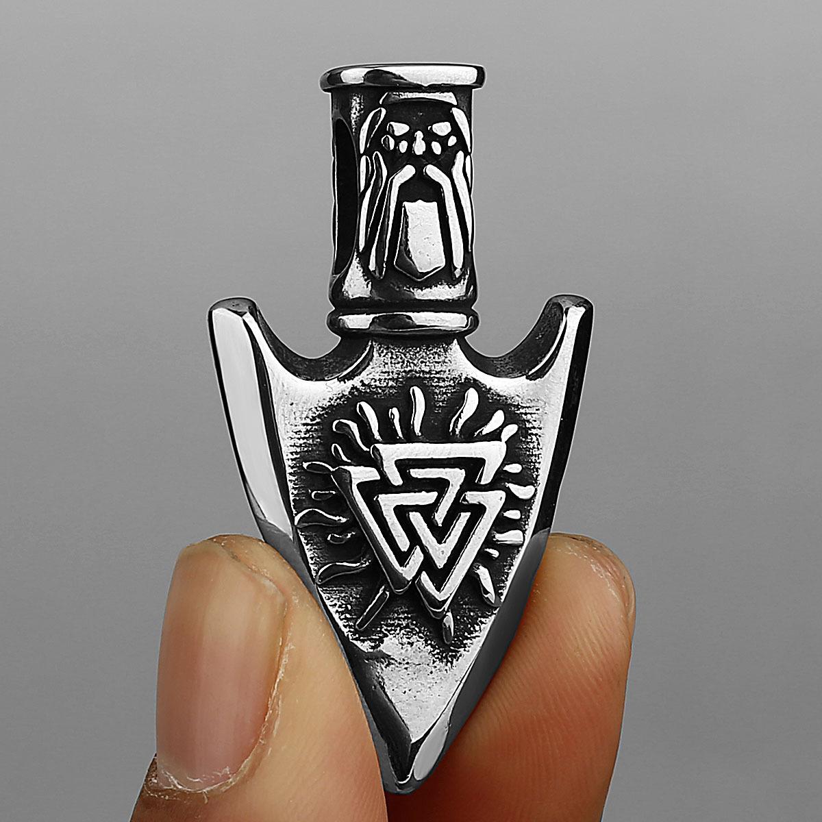 

YQ 316L Stainless Steel Nordic Odin Viking Rune Spear Pendant Necklace For Men Punk Jewelry Accessories срібний