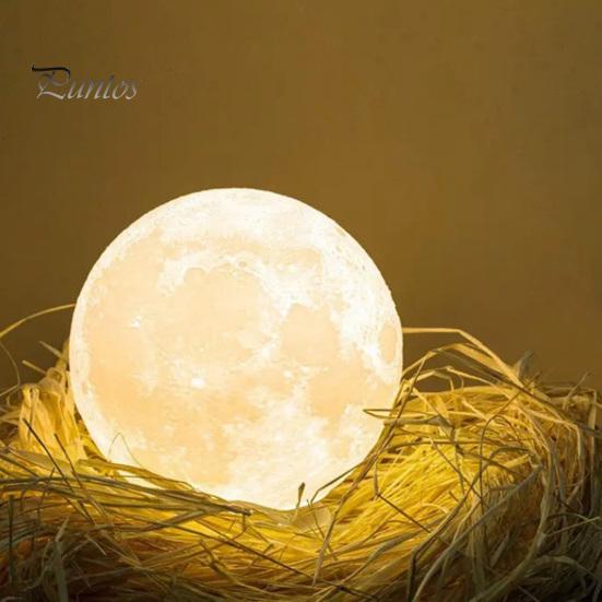 Lampă pentru lună cu bază din lemn Design cu 16 culori RGB Senzor tactil reîncărcabilă 3D Lumină de noapte cu lună Decor dormitor