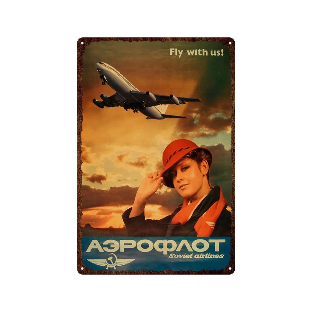 Soviet Union Russia Space Race Poster Vintage Metal Tin Sign Decor BarGarage Cafe Decorative Wall Plates Plaques USSR Retro S