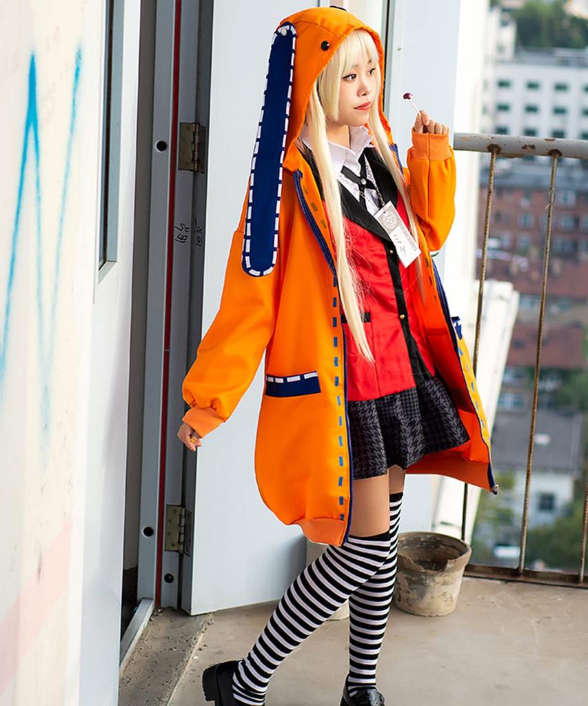Kakegurui Yomitsuki Luna Cosplay Hoodie Uniform set with wig [milky time] 8-piece