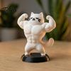 Funny Muscle Animal 3D Printed Cat Figurine, Strong Desk Ornament for Home Office, Creative Sculpture with Base, Unique Gift Lovers Office Accessories