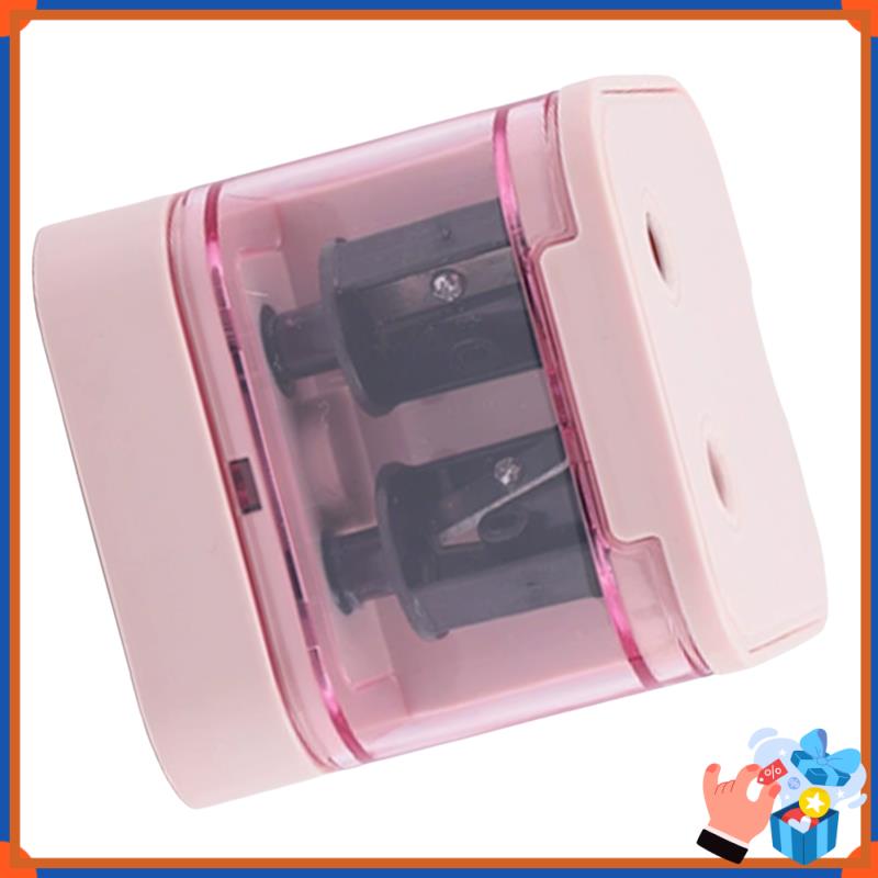 

Компактная автоматическая точилка для карандашей, в виде батарейки, с безопасной крышкой, двухгнездовые электрические точилки для детей, школьные принадлежности розовый