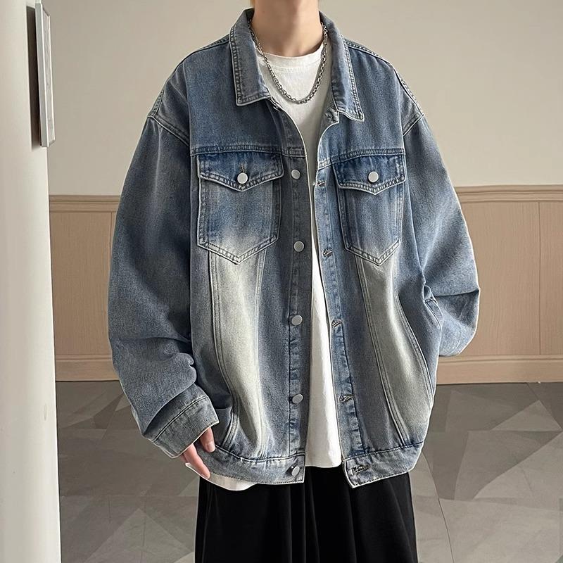 

Mud Yellow Denim Jacket for Boys In Spring and Autumn New Trendy Street Loose American Casual Jacket 3XL