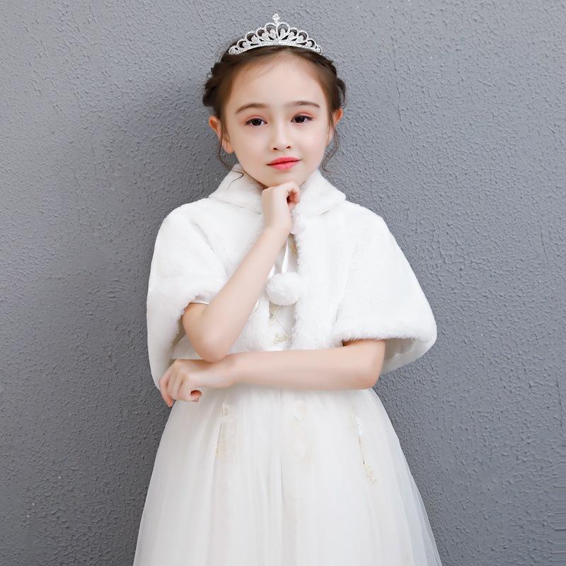 

Накидка из искусственного меха для девочек, зимнее платье для девочки-цветочницы, пальто, свадебная шаль и накидка для принцессы для девочек M белый