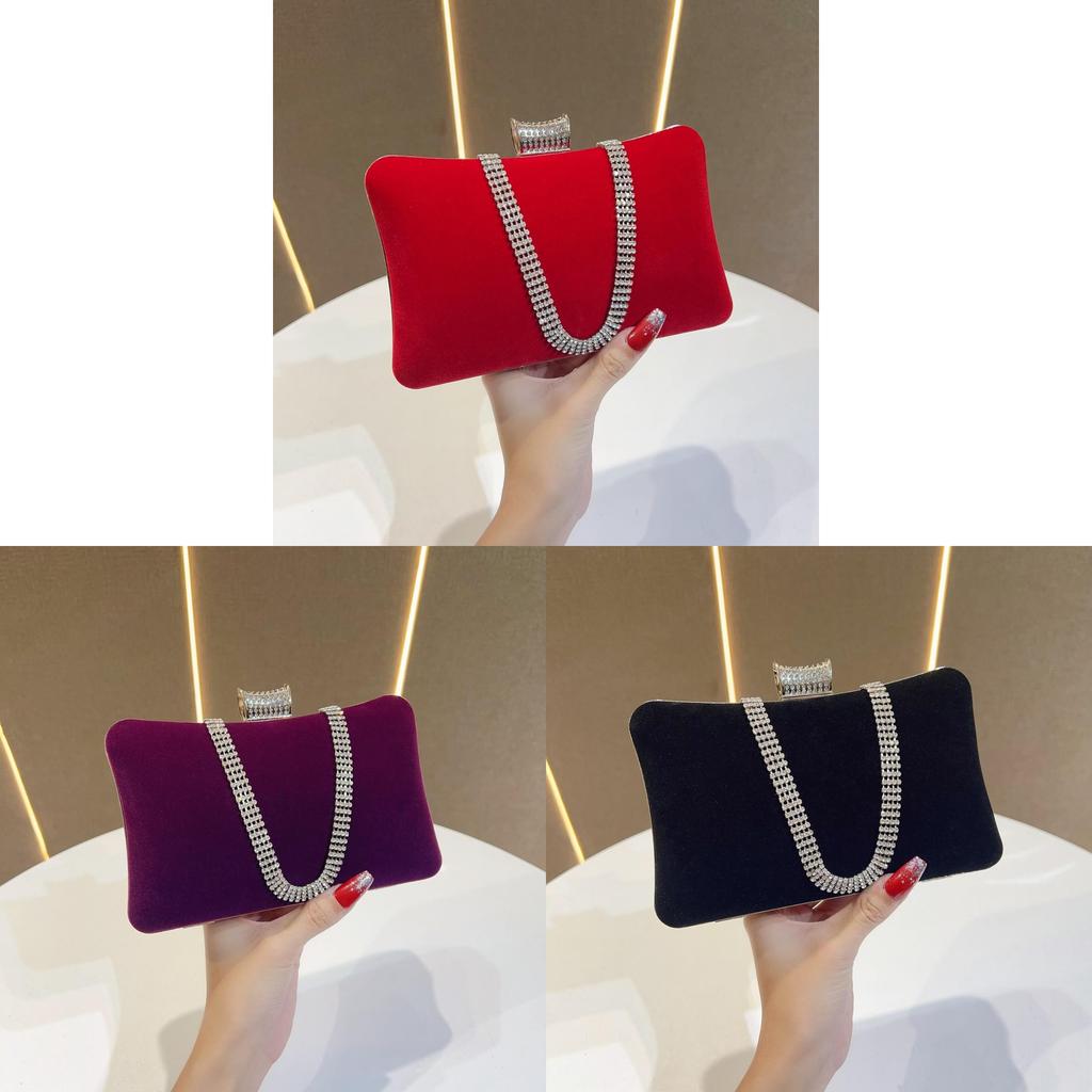 Samtige Abendclutch mit Diamantakzenten für formelle Anlässe