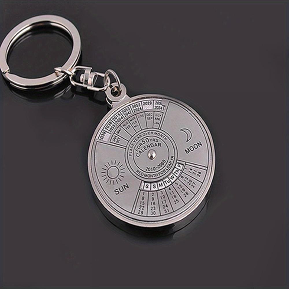 Mini 50 Years Perpetual Calendar Unisex Key Chain Unique Metal Car Key Holder Ring 50 Years Perpetual Calendar Keyring