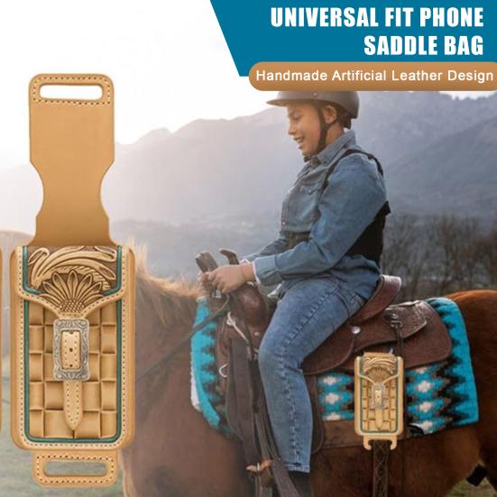 Batı Eyeri Telefon Tutucu Suni Deri Kılıf Eyerlere Uyar Kovboy Tasarımlı Ayarlanabilir Tokalı Askılı Telefon Kılıfı Binicilik Çiftlik Rodeo İçin