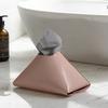 Faux Leather Tissue Holder Decorative Tissue Box Cover Pyramid Tissue Box Case Tabletop Tissue Dispenser