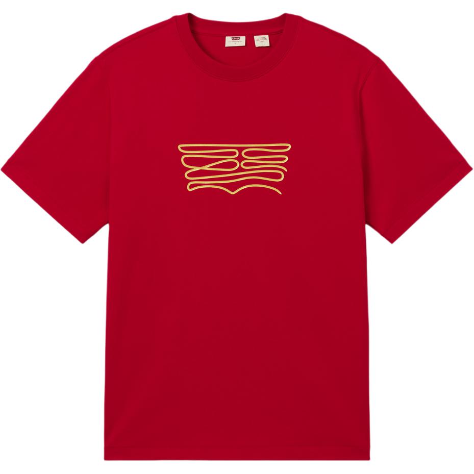 

Levis SS25 Лимитированная Новогодняя Коллекция Логотип с Линейным Узором Футболка с Коротким Рукавом и Круглым Вырезом Мужские Футболки Красный 0040W-0000 S