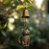 Bronze Lucky Cat Wind Chime Pendant Metal Wind Bell Tassels Figurines Japanese Feng Shui Home Decorations Gift