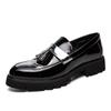 Korean version of British trend pointed casual leather shoes patent leather glossy lazy heightening shoes mens sneakers