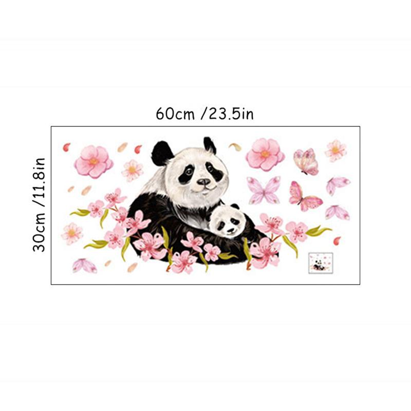 Schattige Baby Panda Op De Pruimenbloesem Tak Muurstickers 3D Vinyl Stickers Huisdecoraties Voor Woonkamer Slaapkamer Badkamer
