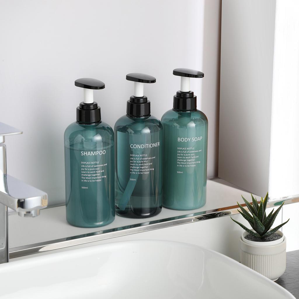 Large Capacity Shampoo Bottle Set 500ml/300ml Empty Dispenser Bottles for Body Wash & Shampoo, Portable Travel Refillable Containers