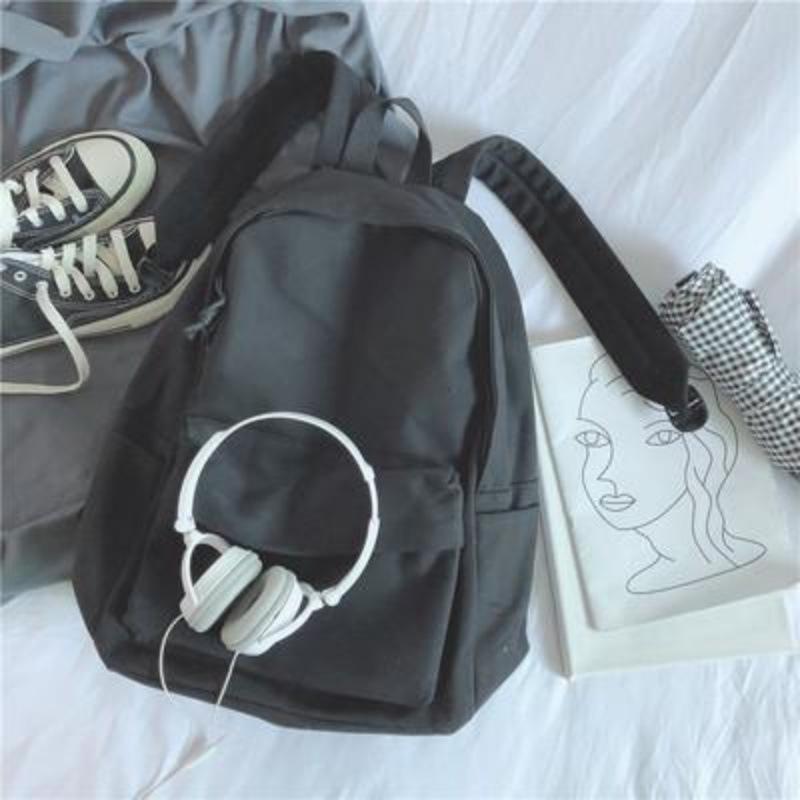 Однотонный стиль без рисунка школьная сумка мужская студент колледжа простой холщовый японский нишевый ins рюкзак для старшеклассника женский