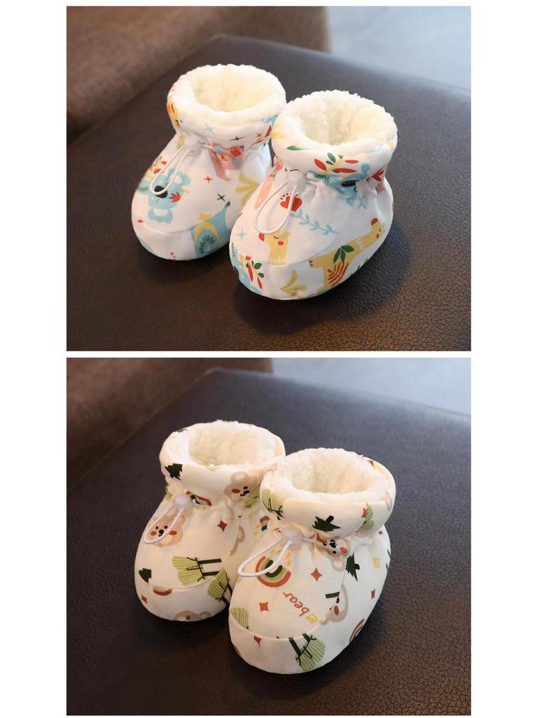 Zapatos de bebé de invierno: Suave, Grueso, Forrado de Terciopelo, Anticaídas, Suela Cálida para Recién Nacidos de 0 a 6 Meses