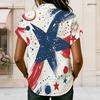 Womens Plus Size Collared Short Sleeve Shirt Colorful Rainbow Heart Print Button Front Casual Summer Top
