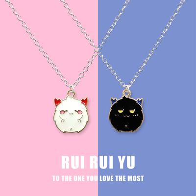 RUI RUI YU Collana con ciondolo piccolo diavolo carino e alla moda Collana con coniglietto di cartone animato per donne Maglione Decorazione Gioielli Regali