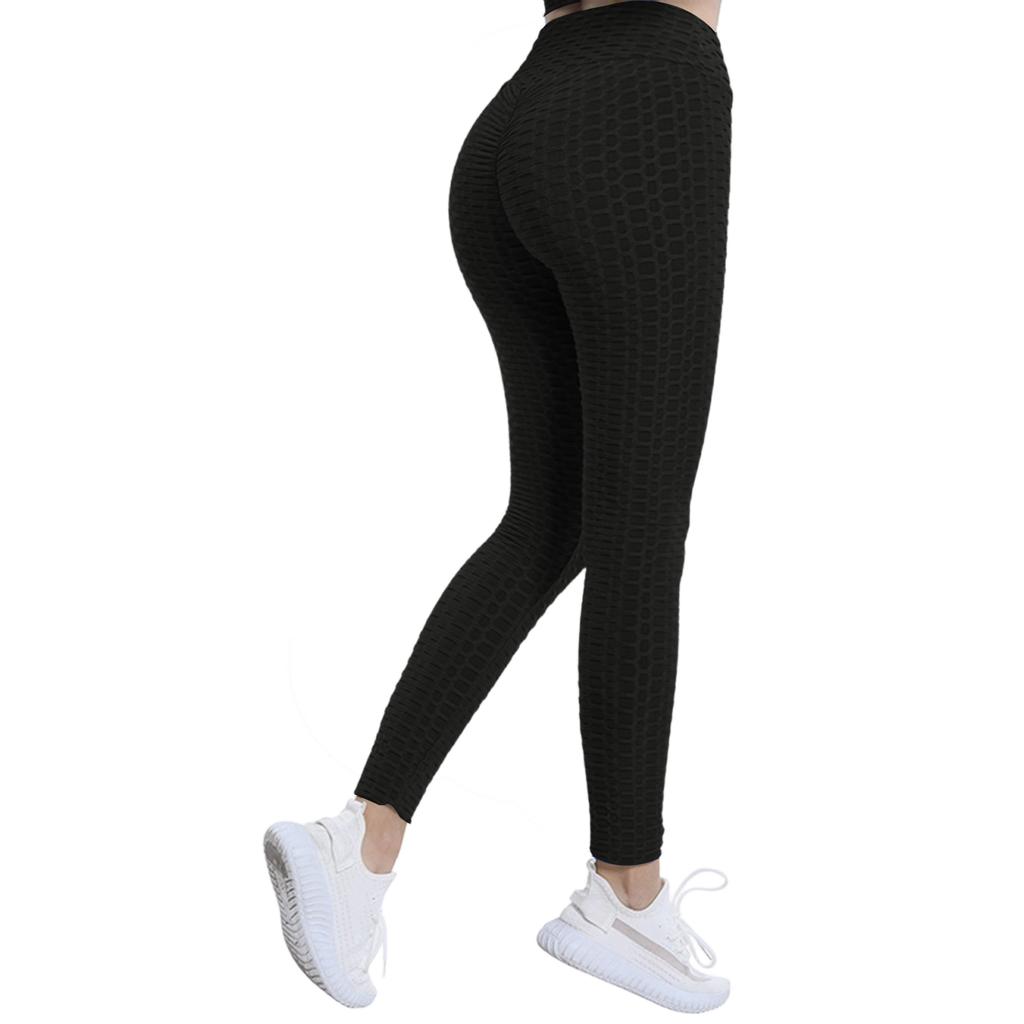 Women's Fashion Jacquarded High Elastic Sports Bodybuilding Cropped Pants Fitness Solided Color High Waist Hip Leggings