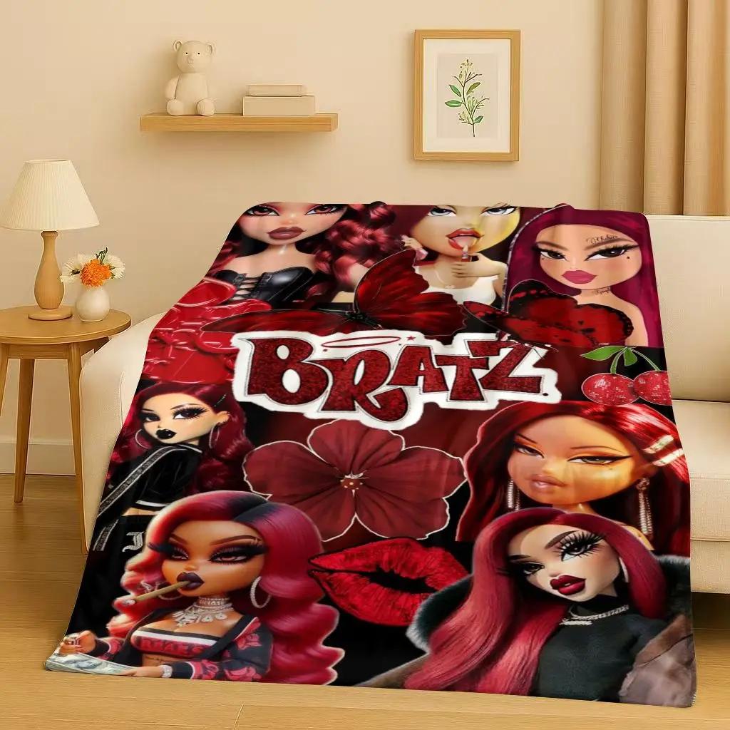 New Cartoon Bratz Doll Girl Flannel Blanket,Ultra Soft Warm Plush Throw for Home Bedroom Bed Sofa Cover Office Gift Kids Picnic