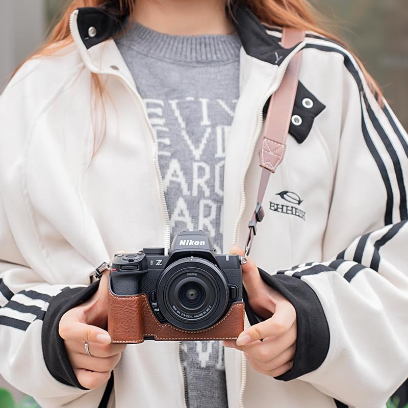 ITARUKEN Half Case for Nikon Dedicated Camera Case for Z50 PU with Tripod Hole and Shoulder Black Z50II, II, Cover, Leather, Protective, Strap,