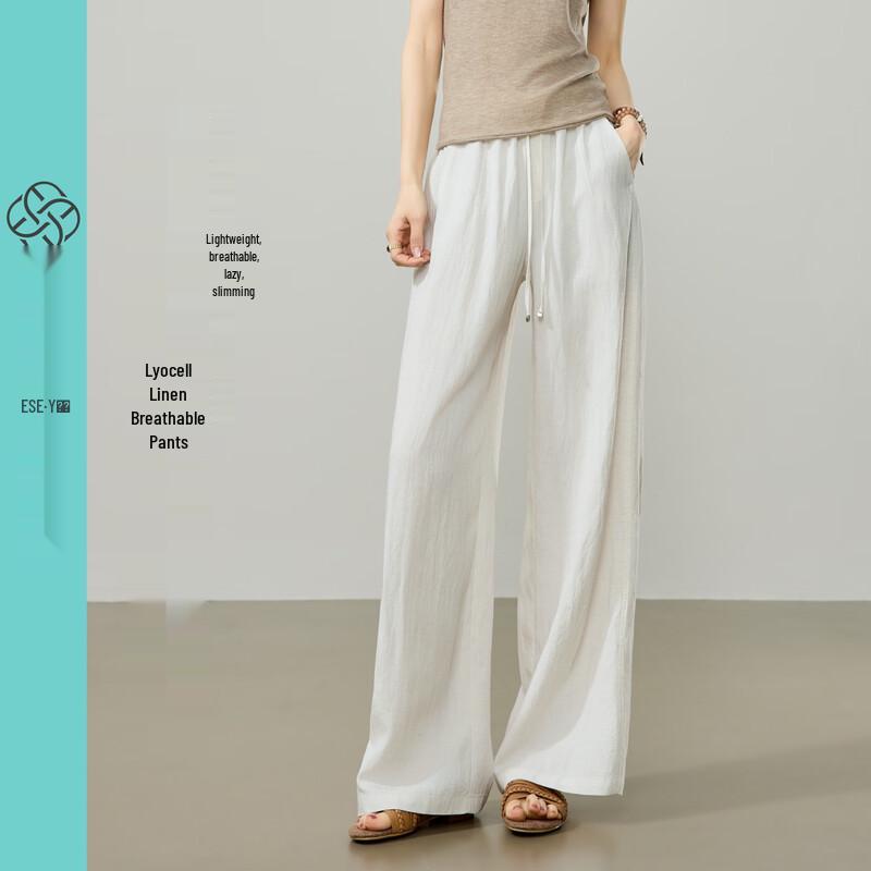 ESE-Y Women s Lyocell Linen Blend Wide-Leg Casual Pants 31 Regular