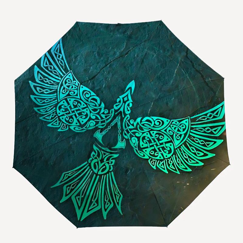 

1pc Runes Winged Symbol Fashionable Auto Opening/Closing Folding Umbrella with 8 Bones, Windproof Portable, Daily Use138
