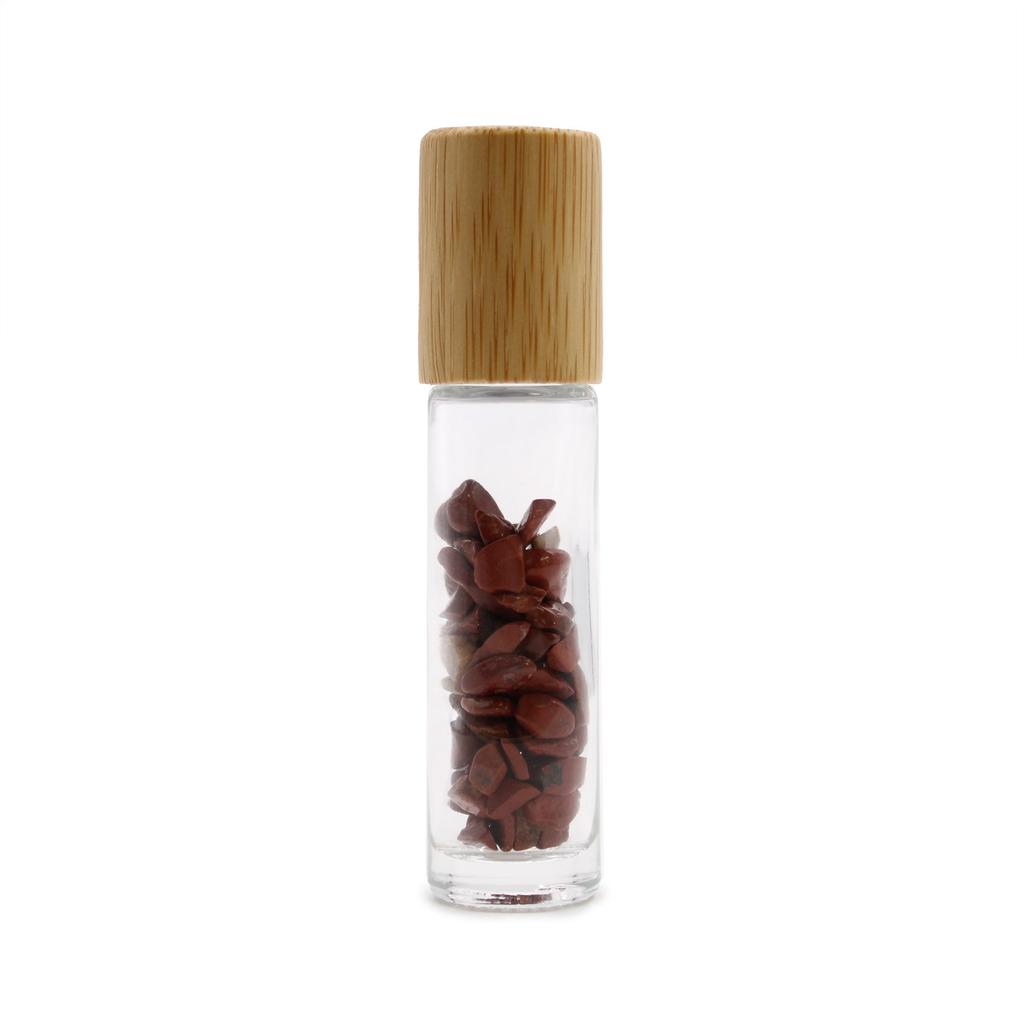 Essential Oil Roller Bottle Red Jasper Wooden Cap