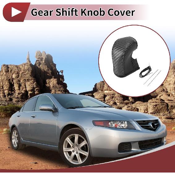 

1 Set Gear Shift Knob Cover for Acura TL 09-14 Stick Shifting Handle Protector Black Carbon Fiber Black Faux Leather