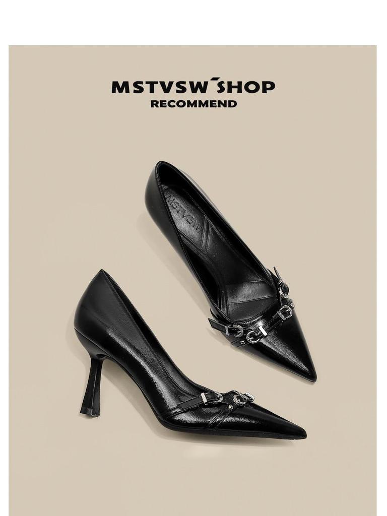 Ya Guan 2025 French Style Women’s Pointed Toe Stiletto Heels - Comfortable Black Exquisite High Heel Shoes.