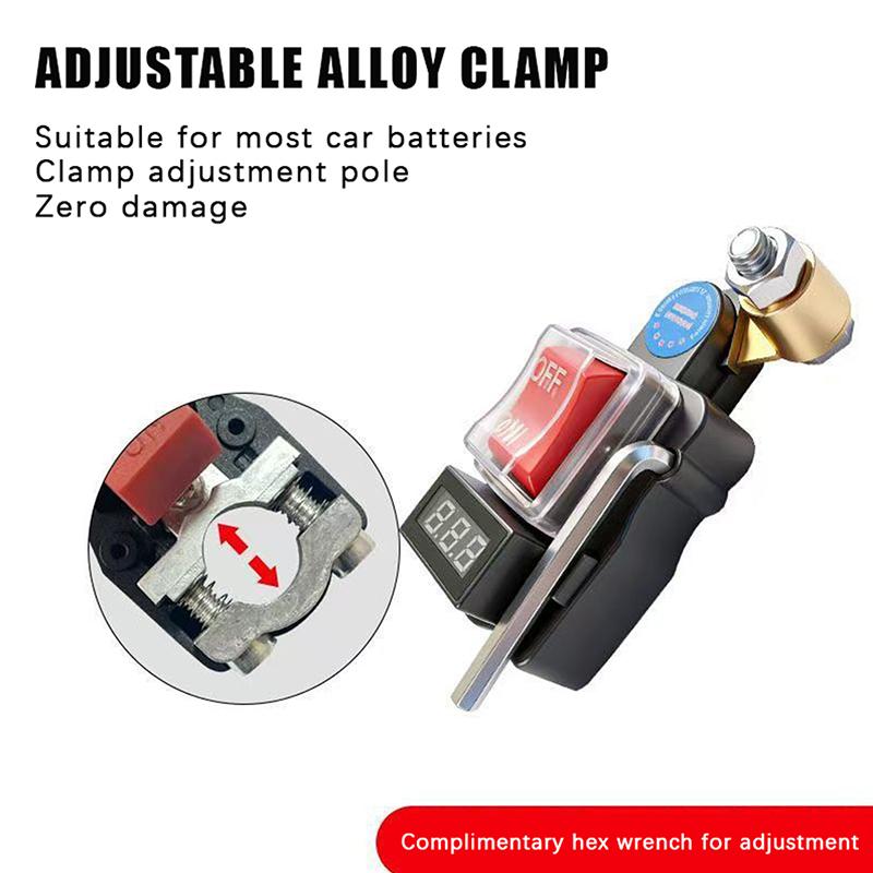 Rocker Type Battery Disconnect Switch With Voltage Display And Thickened Pure Copper Perfect For 12V 24V Car Truck Rv Marine Use