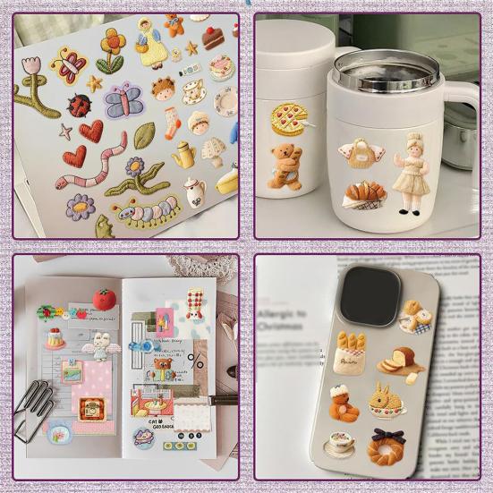 Kniha samolepek Realistická výšivková textura Samolepky Obsahuje 680 ks Roztomilé výřezové samolepky pro deníky Scrapbooking Plánovače