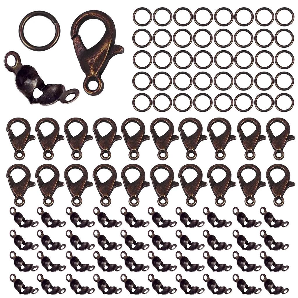 100pcs/Lot Metal Lobster Clasps Set Lobster Clasp Open Jump Rings For Bracelet Necklace Connectors Jewelry Making DIY Wholesale