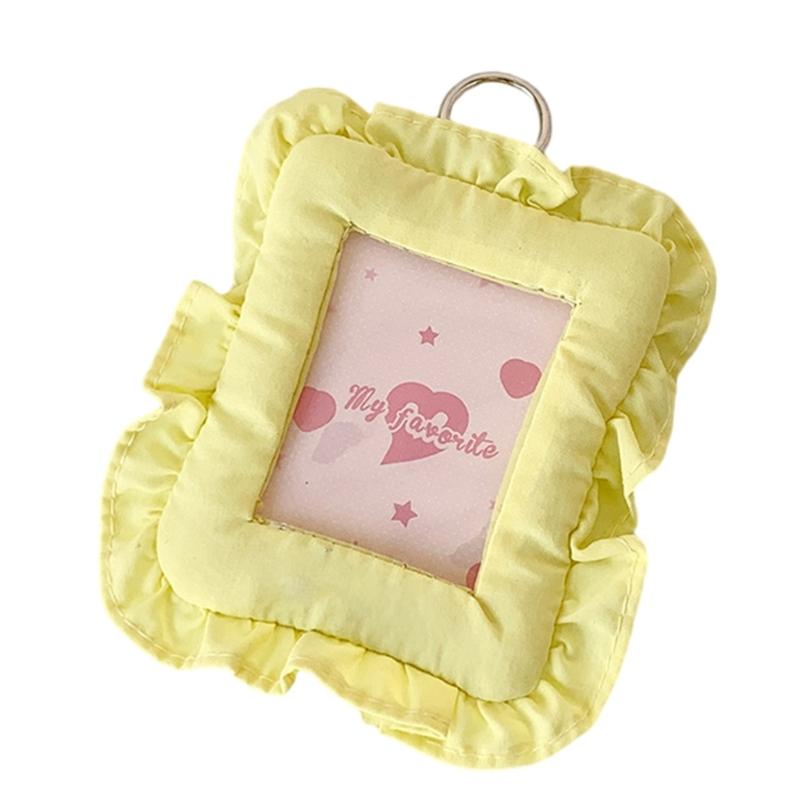 Ruffled Trim Photo Card Sleeve PVC Fabric Card Covers 3Inch Photocard Case Photo Card Protectors for Bag Purse Charm жёлтый