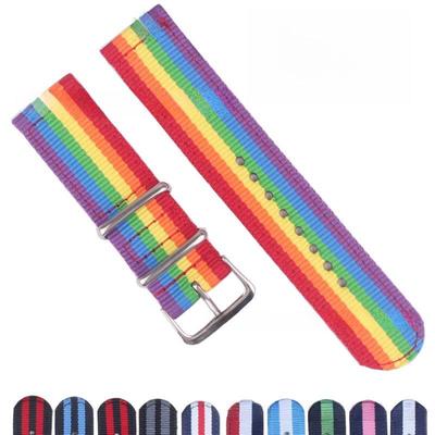 Kore Tarzı Gökkuşağı Kanvas Naylon Saat Kordonu (18/20 / 22/24 mm) Apple Watch için