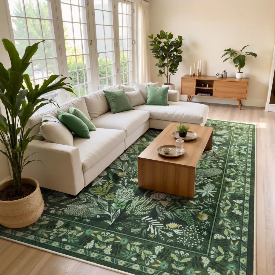 Jungle Animal Green Rugs Tiger Area Carpet for Living Room Non Slip Machine Washable Floor Mat Home Decor Bedroom Rug