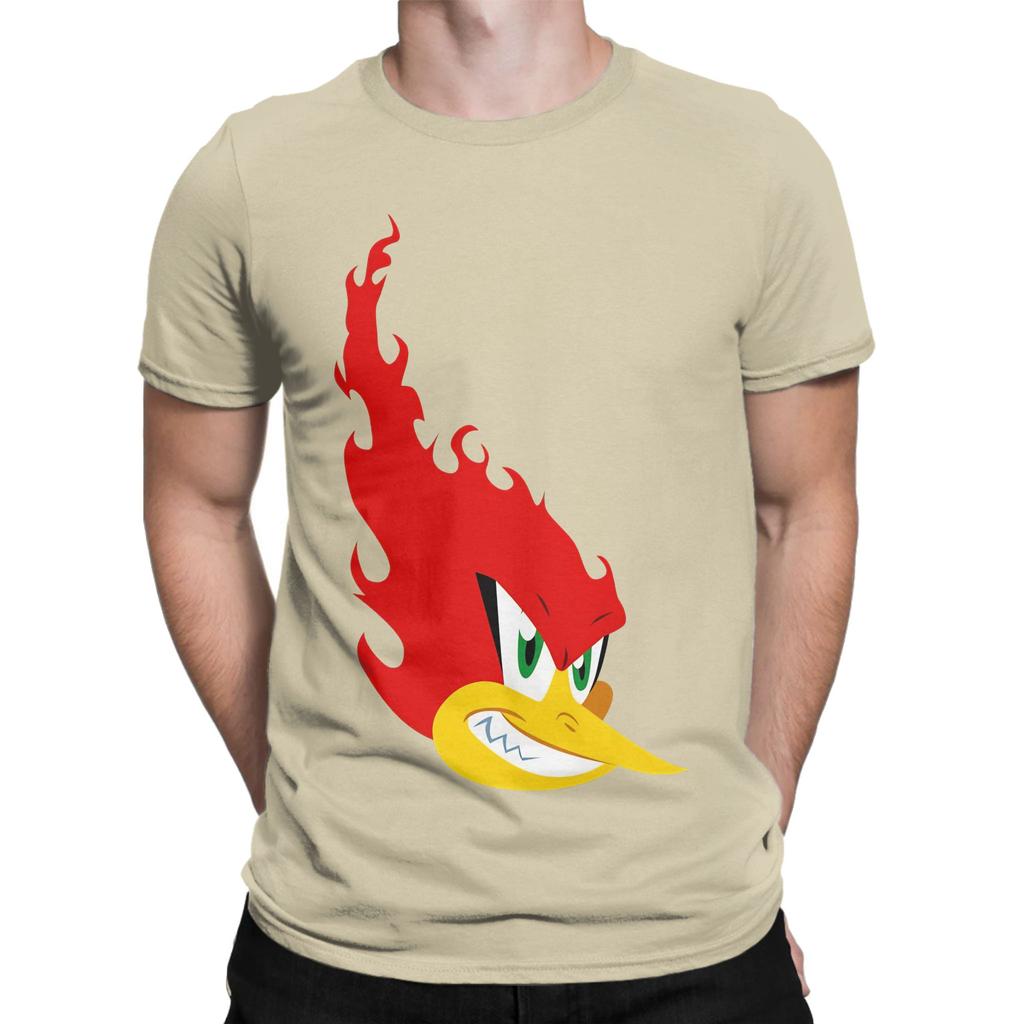 Flamey Woody Lustiges 100% Baumwoll-T-Shirt Woody Woodpecker T-Shirts Oberteile Für Unisex