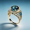 Ring Korean-style Fashionable Bracelet with Round-set Blue Cubic Zirconia Stones for Women