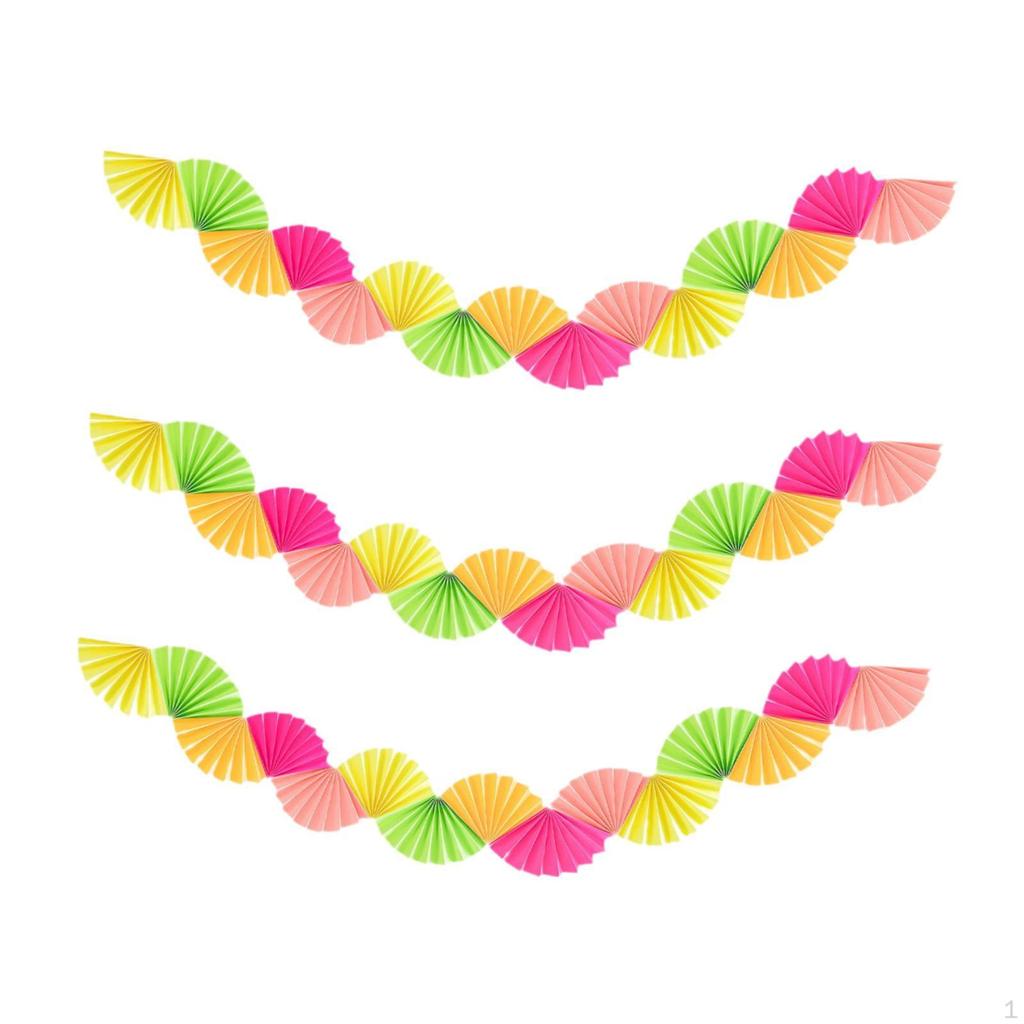 3 Stück Papierfächer Girlande Hintergrund Banner Deckenhänger Dekoration für Karneval Hochzeitsfeier