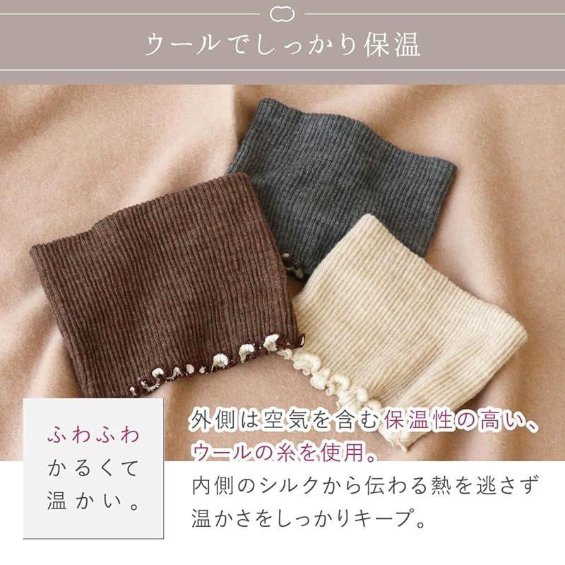 Used Kinuya Inner Silk Outer Wool Double Knit Neck Warmer (Free, Sand)