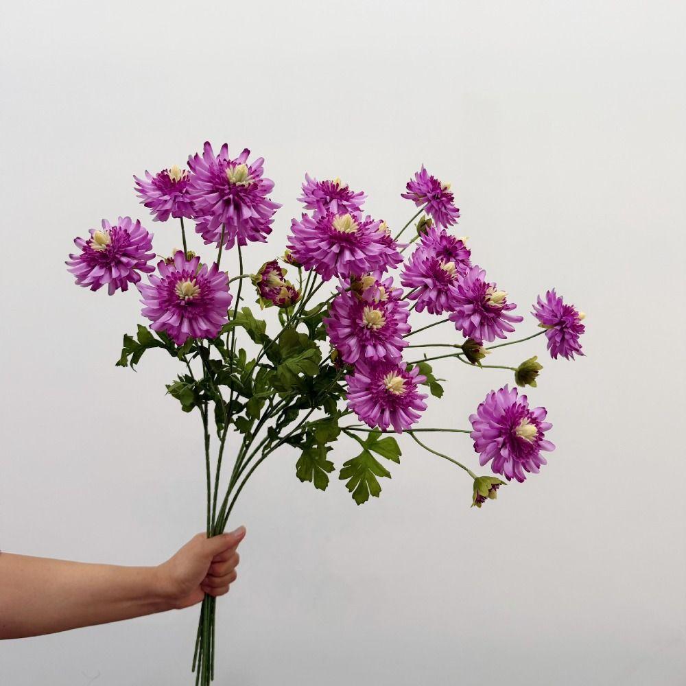 Stem Form Artificial Chrysanthemum With Buds Floral Decor Artificial DIY Gift  Indoor Room