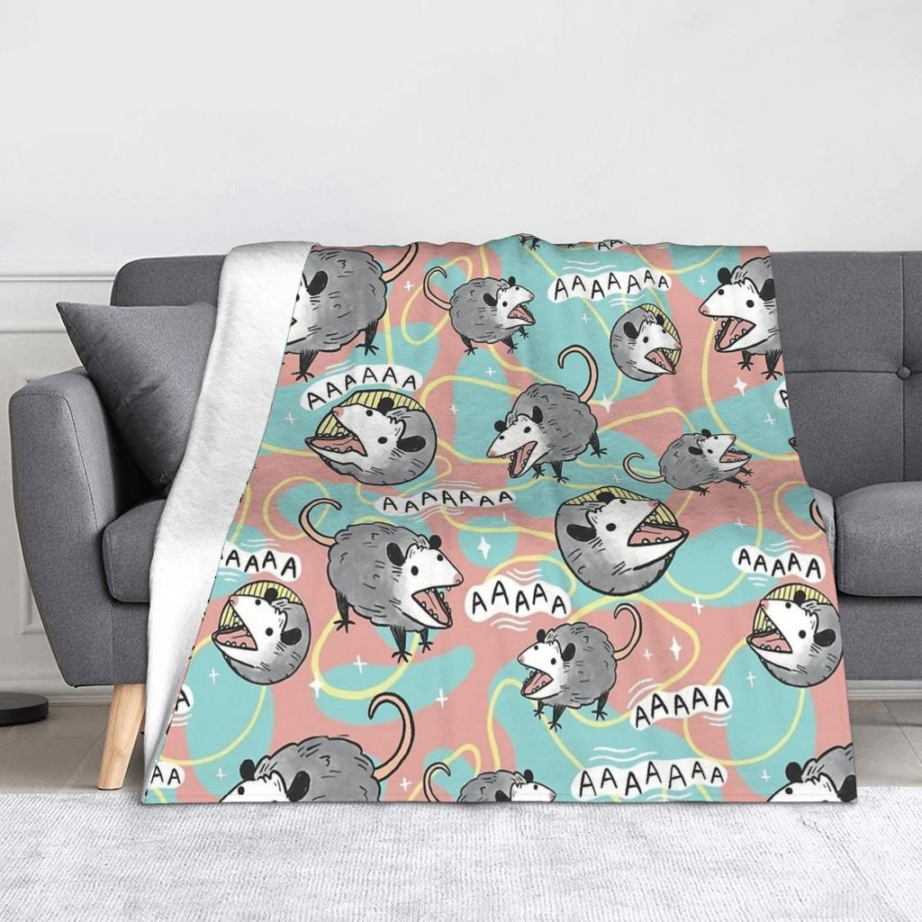 Starry Night Opossum Van Gogh Possum Funny Rodent Blankets Breathable Soft Throw Blanket for Bed Outdoor Plush Thin Quilt